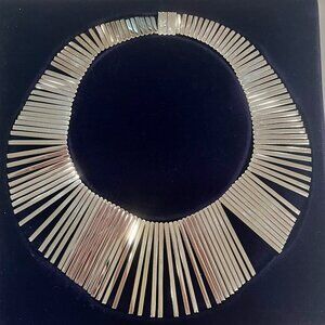 Swatch Bijoux Articulated Fan Collar Necklace – Silver-Tone Statement